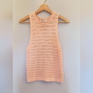 FV21 Crochet Knit Pink Sleeveless Top Size Small Cotton Blend